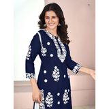 Chikankari Style Rayon Kurti Palazzo Sets