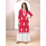 Chikankari Style Rayon Kurti Palazzo Sets