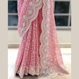 FLORAL Viscose Shimmer Georgette Saree