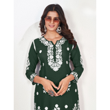 Chikankari Style Rayon Kurti Palazzo Sets