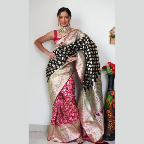 Half n Half Semi Silk Saree