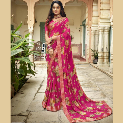 Floral Printed Viscose Georgette Sarees