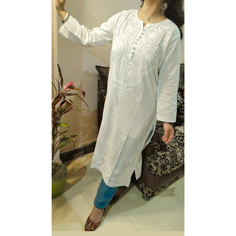 Chikankari Cotton Dobby Kurtis