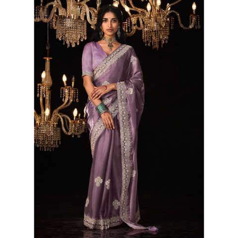 Designer Party Wear Organza Silk Saree