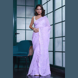 Chikankari Embroidery Style Georgette Fabric Saree