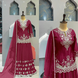 New Designer Pakistani Suit Top, Sharara and Dupatta In Fancy Style