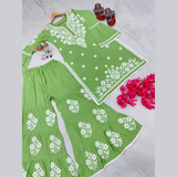 RAYON Chikankari style Kurti Set