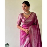 NEW LAUNCHING - Kubera Pattu Semi Silk SAREES- Stitched & Ready Blouse