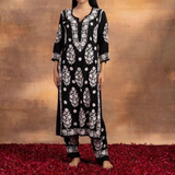 Exclusive Premium Modal kurti Palazzo set with 3D work Lucknowi Chikankari hand embroidery work