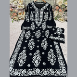 Exclusive Premium Modal kurti Palazzo set with 3D work Lucknowi Chikankari hand embroidery work