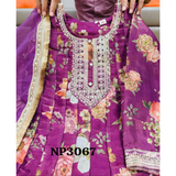 Chanderi Floral Silk Gown style Kurti Set