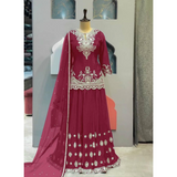 New Designer Pakistani Suit Top, Sharara and Dupatta In Fancy Style