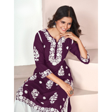 Chikankari Style Rayon Kurti Palazzo Sets