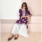 Chikankari Style Rayon Kurti Palazzo Sets