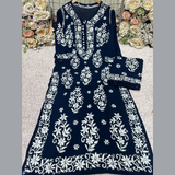 Exclusive Premium Modal kurti Palazzo set with 3D work Lucknowi Chikankari hand embroidery work