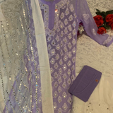 Chikankari Georgette Mirror Style Kurti Sharara Sets.