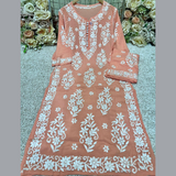 Exclusive Premium Modal kurti Palazzo set with 3D work Lucknowi Chikankari hand embroidery work