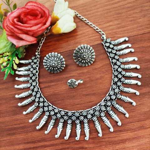 Oxidised Choker Necklace Set